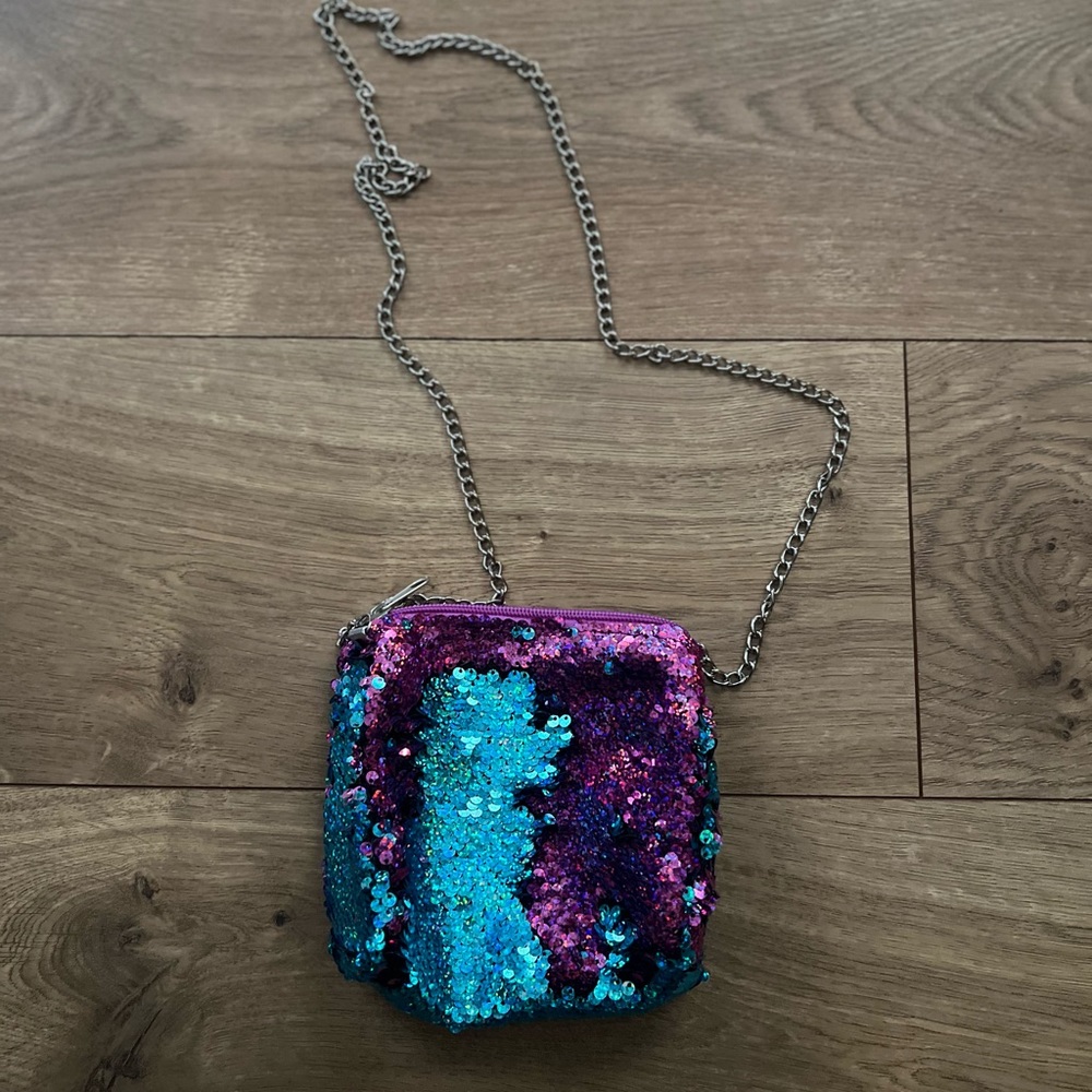 Aqua and purple flippy sequin purse for the littles
